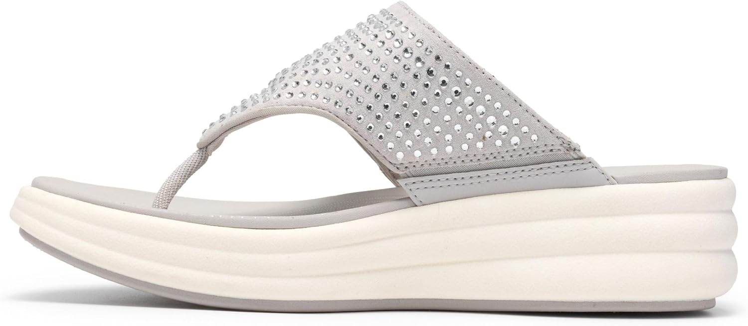 image:imageClarks Womens Drift Jaunt Wedge SandalSilver Textile