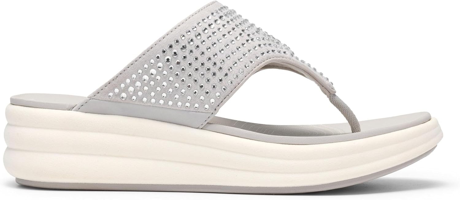 image:imageClarks Womens Drift Jaunt Wedge SandalSilver Textile