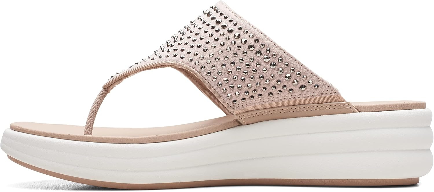 image:imageClarks Womens Drift Jaunt Wedge SandalTaupe Textile