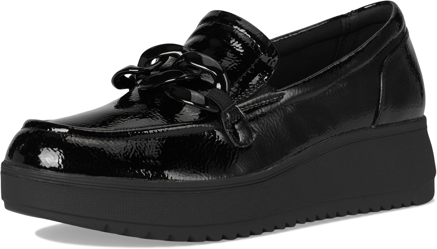 image:imageClarks Womens Zylah May LoafersBlack Crinkle Patent