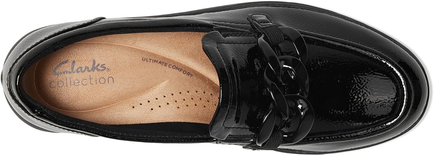 image:imageClarks Womens Zylah May LoafersBlack Crinkle Patent