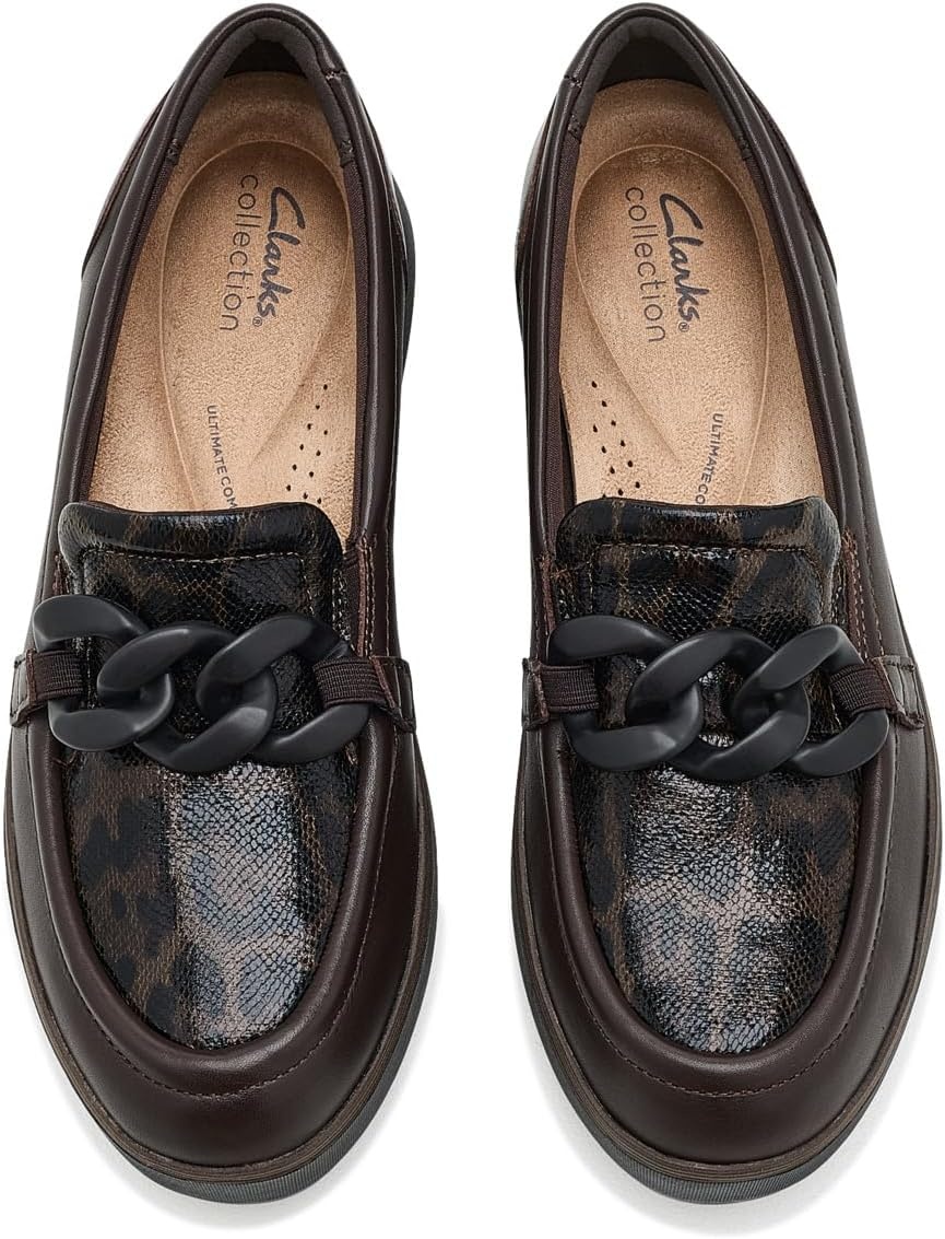 image:imageClarks Womens Zylah May LoafersDark Brown Interest Leather
