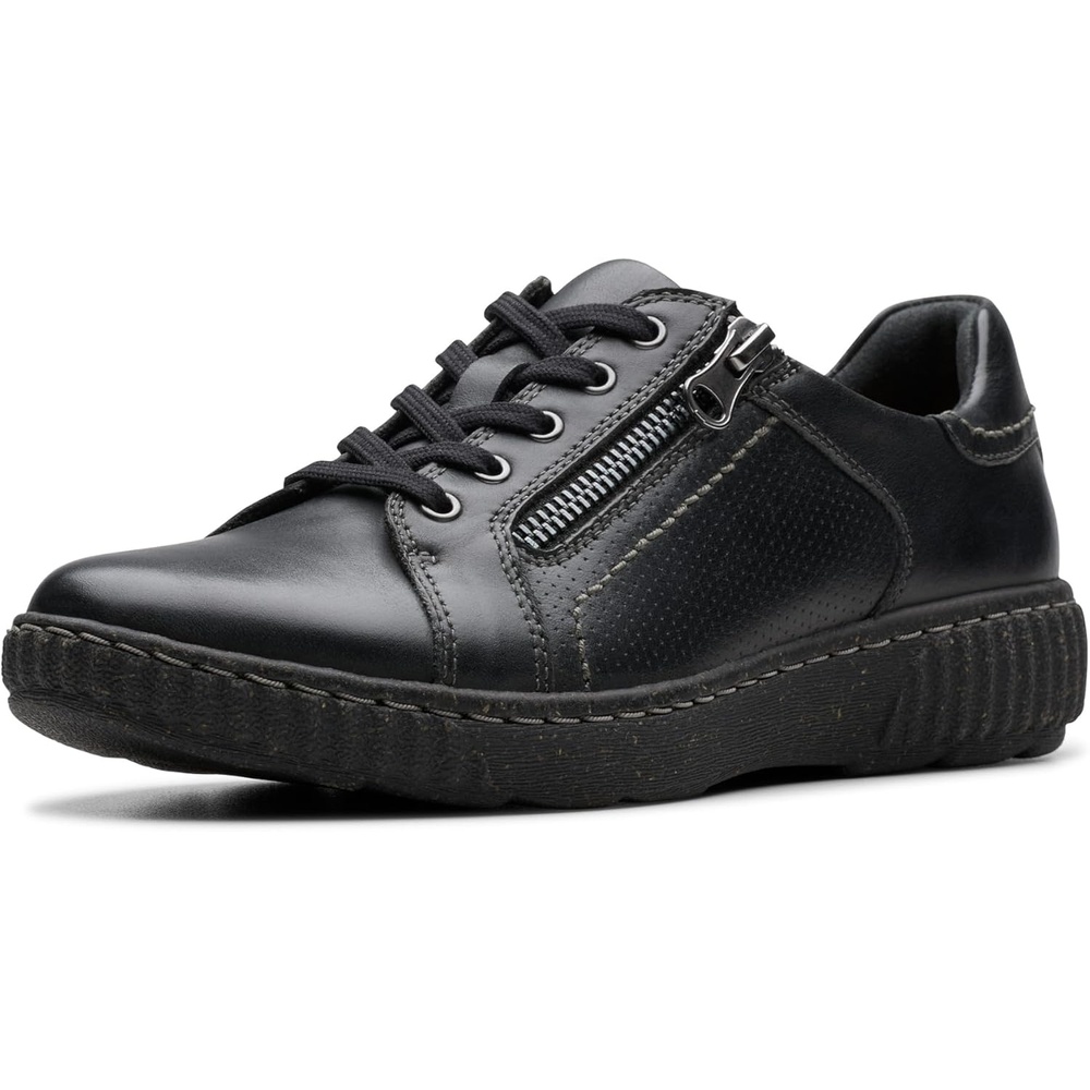 image:imageClarks Womens Caroline Janna Leather SneakersBlack Leather