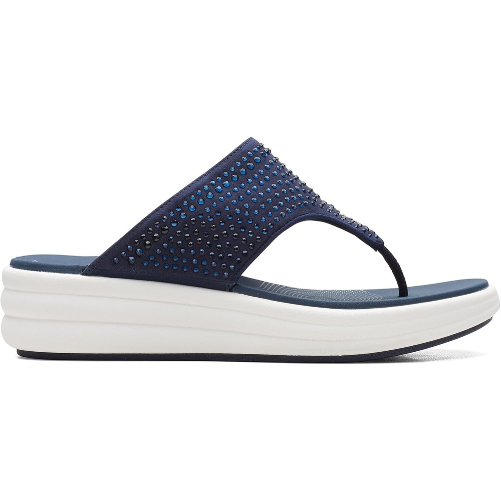 image:imageClarks Womens Drift Jaunt Wedge SandalNavy Textile