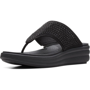 Clarks Women’s Drift Jaunt Wedge Sandal(Black Interest Textile)