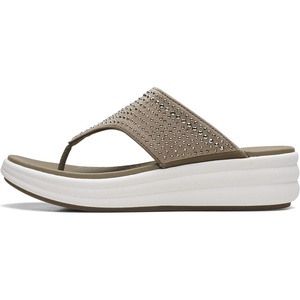 Clarks Women’s Drift Jaunt Wedge Sandal(Olive Textile)