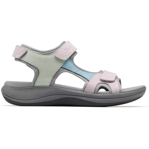 Clarks Women’s Mira Bay Flat Sandal(Grey/Green Textile)