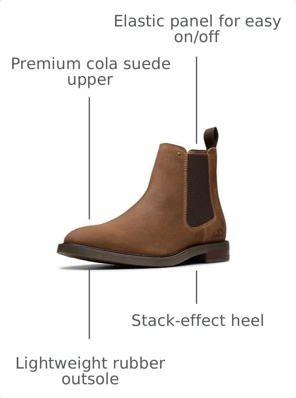 image:imageClarks Mens Jaxen Easy Ankle BootsCola Suede