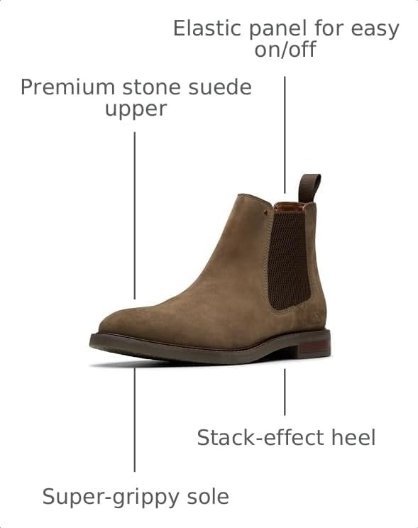 image:imageClarks Mens Jaxen Easy Ankle BootsStone Suede