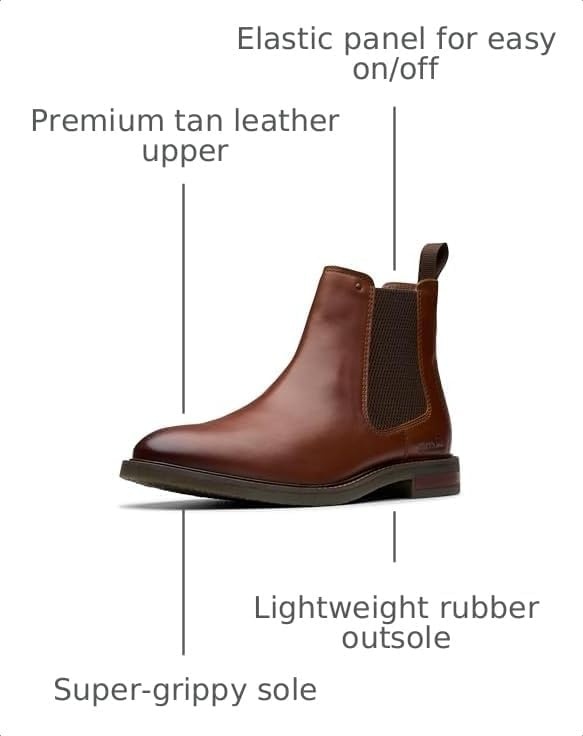 image:imageClarks Mens Jaxen Easy Ankle BootsTan Leather